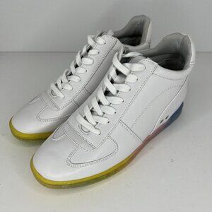 True Craft Womens Size 8 M White High-Top Lace-Up Rainbow Sole Shoes